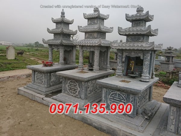 Mẫu mộ đá ba mái 3 đao bằng đá đẹp - lăng mộ mồ mả đá cất để cốt Đắk Nông Lâm Đồng