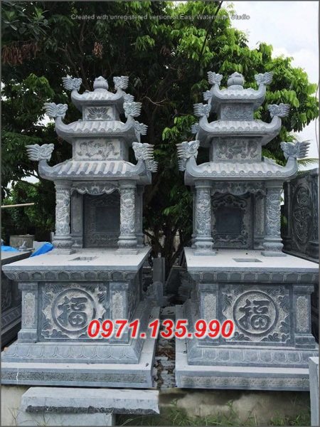 Mẫu mộ đá ba mái 3 đao bằng đá đẹp - lăng mộ mồ mả đá cất để cốt TP Hồ Chí Minh Đồng Nai
