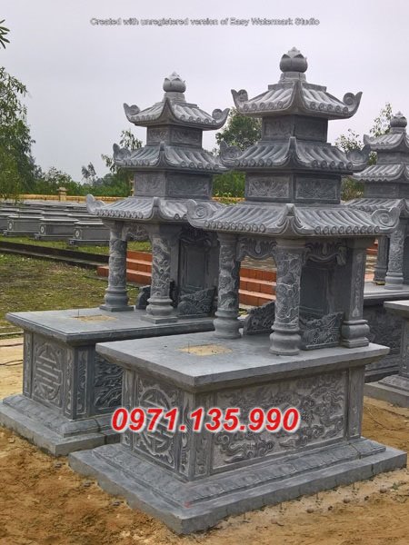 Mẫu mộ đá ba mái 3 đao bằng đá đẹp - lăng mộ mồ mả đá cất để cốt Trà Vinh Ninh Thuận
