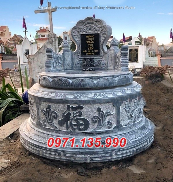 Mẫu mộ đá tròn đẹp - Lăng tháp mồ mả tròn đá bán Bạc Liêu Hà Giang