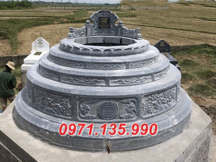 Mẫu mộ đá tròn đẹp - Lăng tháp mồ mả tròn đá bán Bình Định Phú Yên
