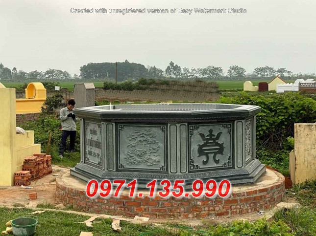 Mẫu mộ đá tròn đẹp - Lăng tháp mộ mồ mả lục tròn đá Thái Bình Nam Định