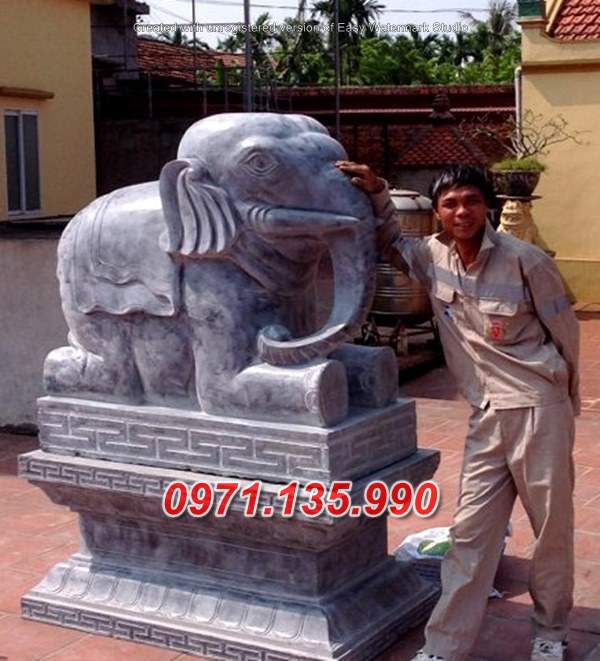 Mẫu voi đá chùa đẹp - tượng linh vật voi đá thờ cúng đẹp