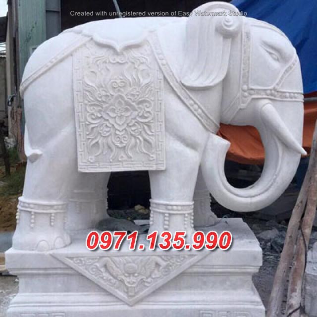 Mẫu voi đá trắng đẹp - tượng linh vật voi đá thờ cúng đẹp