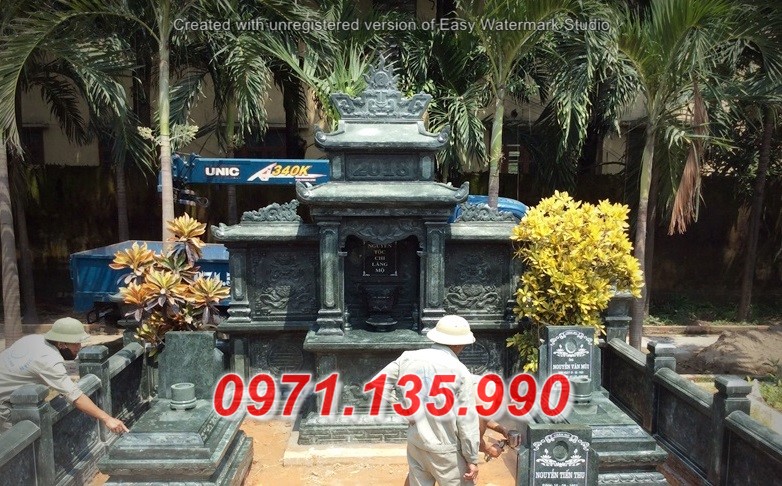 Mộ đá xanh rêu đẹp 2022 - mộ mồ mả đá xanh rêu cất để tro cốt Bình Định Phú Yên