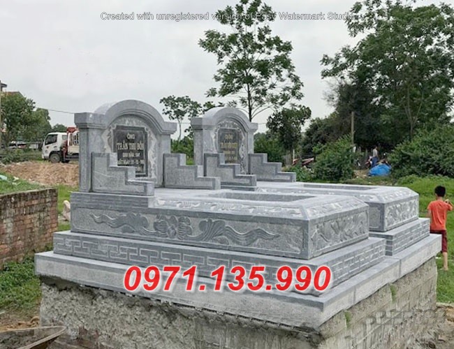 Mộ đôi liền bằng đá đẹp - Lăng mộ đá ba má cất để cốt Quảng Nam Bình Phước