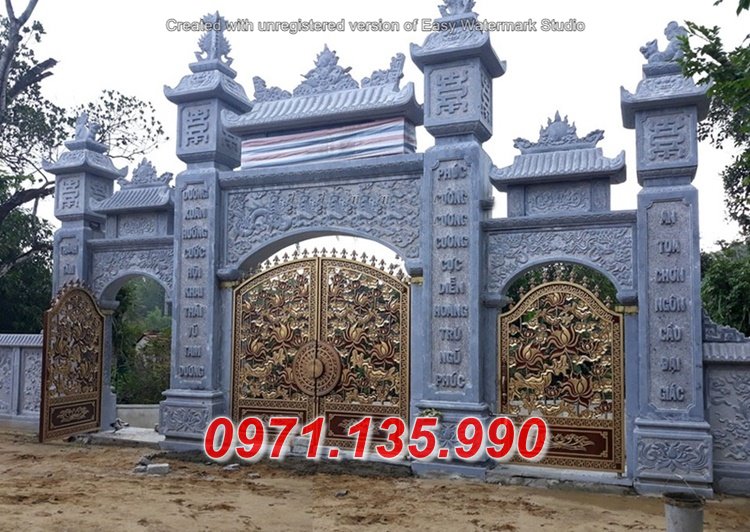 281 Cổng nhà thờ lăng mộ đá đẹp + Cổng tam quan tứ trụ bằng đá Quảng Ninh Hải Phòng