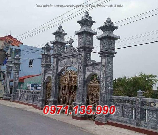 281 Cổng nhà thờ lăng mộ đá đẹp + Cổng tam quan tứ trụ bằng đá Thái Bình Nam Định