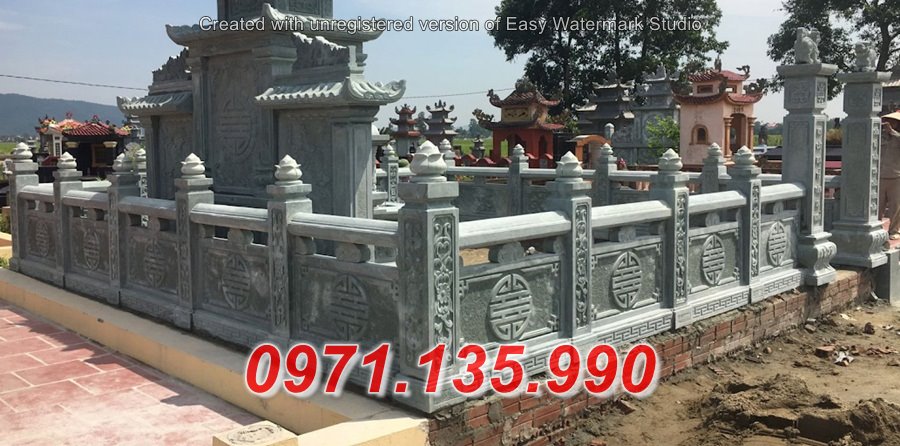 283 + Lan can bằng đá khối nhà thờ họ đẹp - Tường hàng rào khu lăng mộ  bằng đá Bạc Liêu Hà Giang