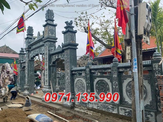 283 + Lan can bằng đá khối nhà thờ họ đẹp - Tường hàng rào khu lăng mộ  bằng đá Quảng Ninh Hải Phòng