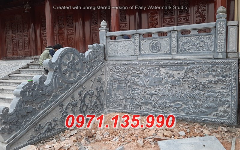 283 + Lan can bằng đá khối nhà thờ họ đẹp - Tường hàng rào khu lăng mộ  bằng đá Thái Bình Nam Định