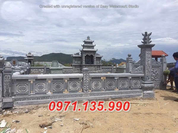 283 + Lan can bằng đá khối nhà thờ họ đẹp - Tường hàng rào khu lăng mộ  bằng đá Thừa Thiên Huế Quảng Ngãi