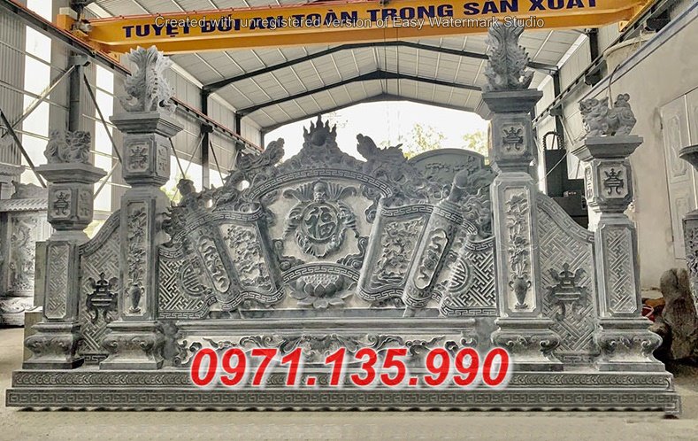 288 Cuốn thư bằng đá đẹp + Xây Mẫu Tắc môn đá nhà thờ họ