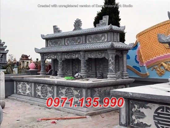 Kích thước mẫu mộ đá đẹp +998 - lăng mộ đá 1 ông 2 bà đẹp