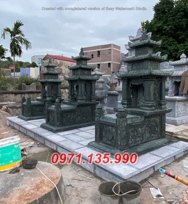 31 Quảng Ninh lăng mộ ba mái bằng đá xanh rêu đẹp - mồ mả đá