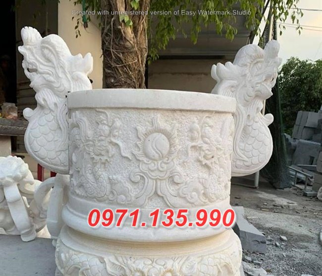 67 Mẫu lư hương bằng đá trắng cắm nhang khu lăng mộ gia đình