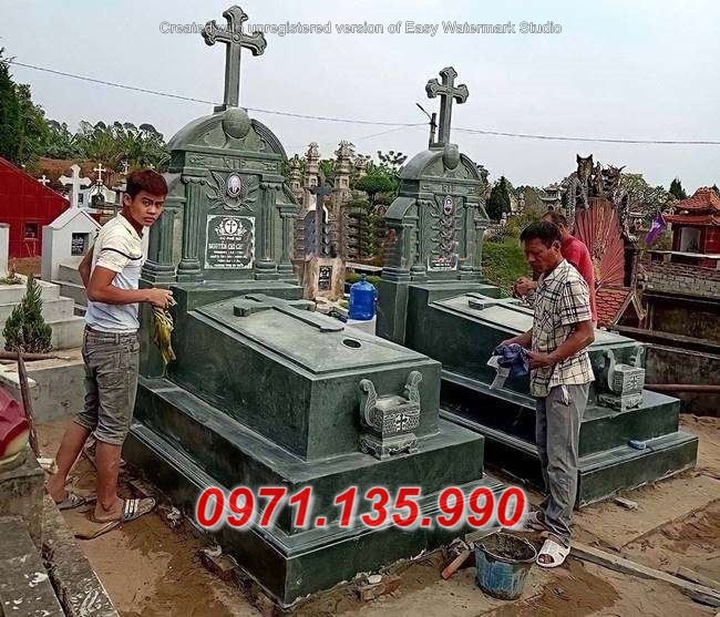 Ninh Thuận mộ bằng đá khối xanh rêu - lăng mộ cao cấp