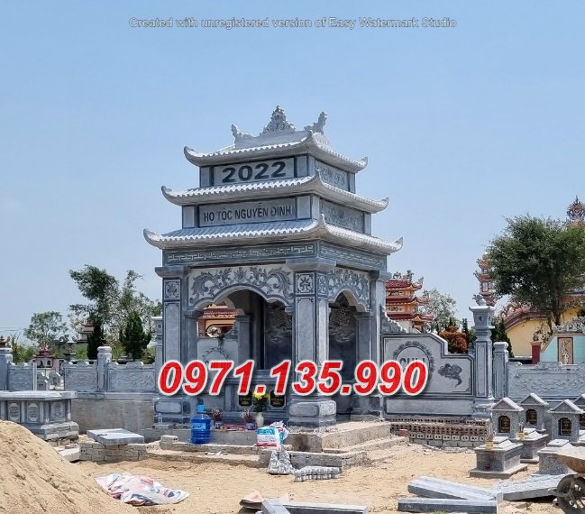 73# mẫu lăng thờ chung bằng đá khối xanh đẹp