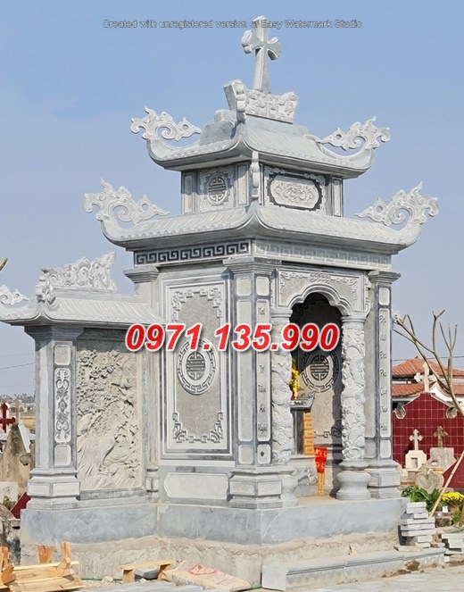 83- Mẫu cây hương lăng mộ gia đình bằng đá đẹp