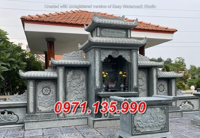 83- Mẫu cây hương lăng mộ gia tộc bằng đá đẹp