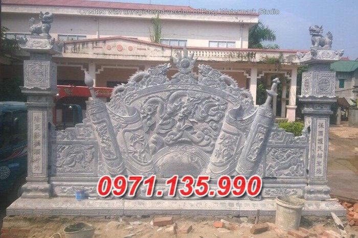 01 Mẫu cuốn thư đá đẹp bán tại hà nội - bình phong nhà thờ họ