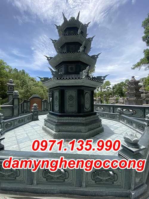079 Mẫu mộ tháp bằng đá xanh cẩm thạch đẹp bán tại Khánh Hoà - để đựng hũ tro hài cốt