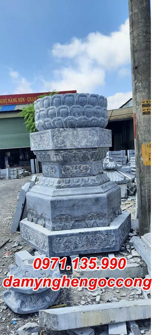 079 Mẫu mộ tháp đá nguyên khối đẹp bán tại Khánh Hoà - để đựng hũ tro hài cốt