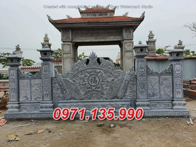 08 Mẫu cuốn thư đá đẹp bán tại quảng ninh - bức bình phong nhà thờ họ + lăng mộ