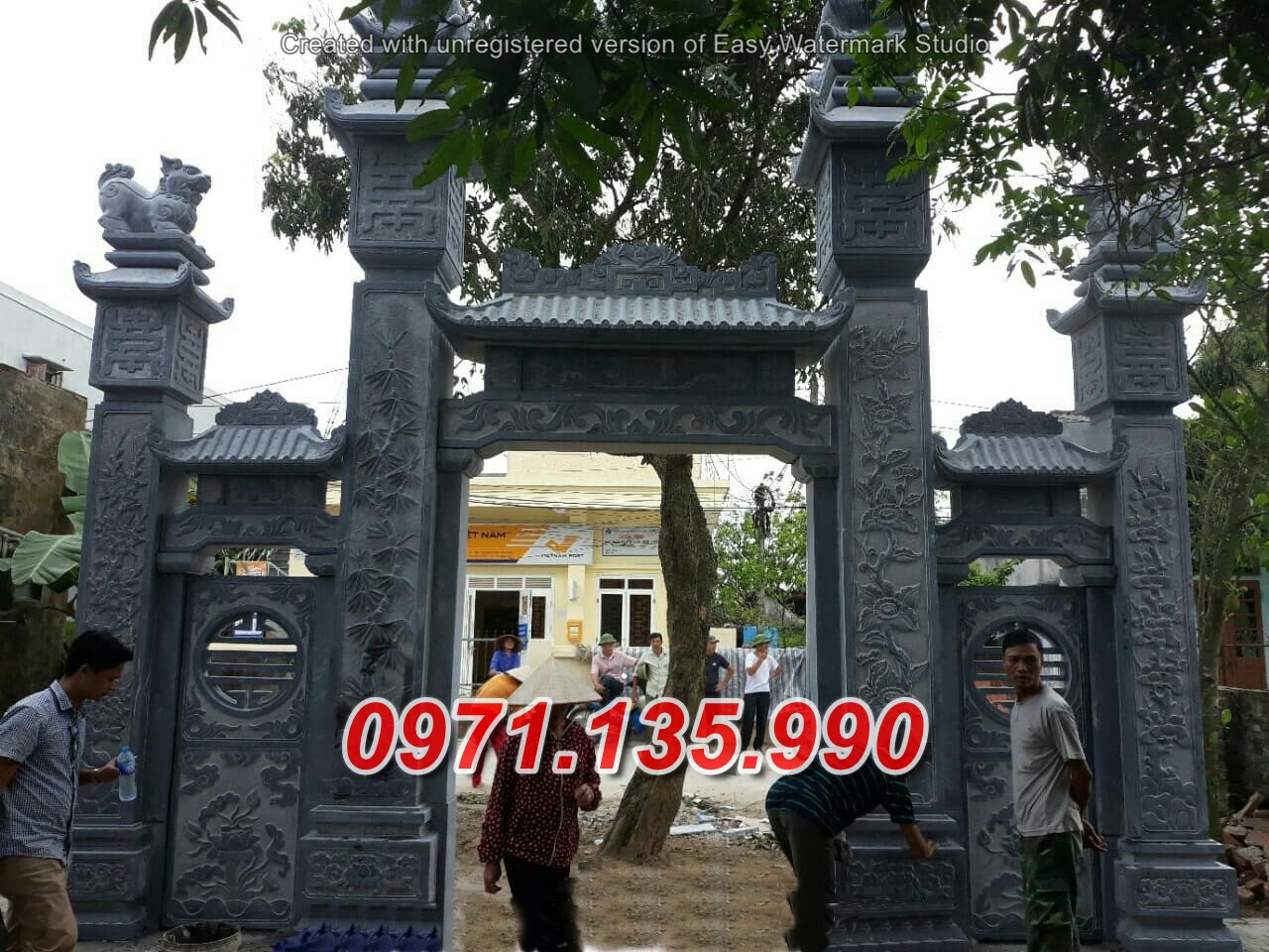Mẫu cổng đá đẹp bán tại Yên bái 81~ cổng đá khối
