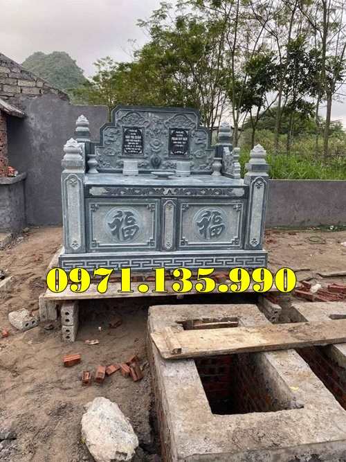 Mẫu mộ đôi bằng đá xanh Ninh Bình đẹp bán tại hậu giang