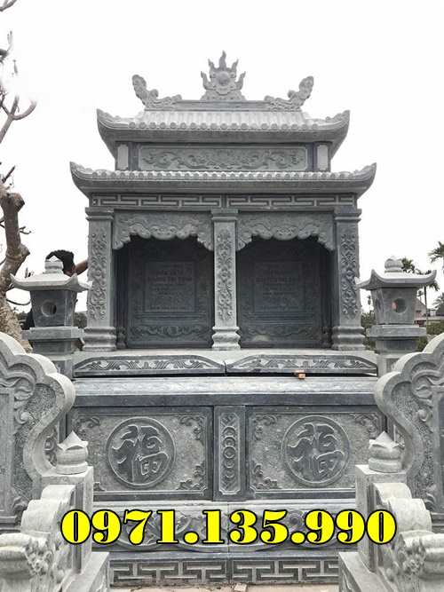 mẫu mộ đá xanh rêu đôi đẹp bán huyện Đông Hưng