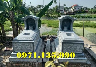 mẫu mộ đá xanh rêu đôi đẹp bán thành phố Thái Bình