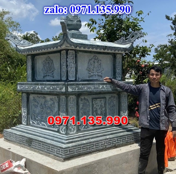 mộ tháp đá, bảo tháp đá, mộ tháp đá lục giác, mộ tháp đá để thờ tro cốt, giá bán mộ tháp bằng đá, thiết kế kích thước xây mộ tháp,
