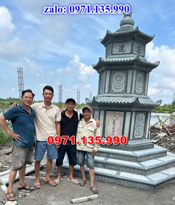 mộ tháp đá, bảo tháp đá, mộ tháp đá lục giác, mộ tháp đá để thờ tro cốt, giá bán mộ tháp bằng đá, thiết kế kích thước xây mộ tháp,