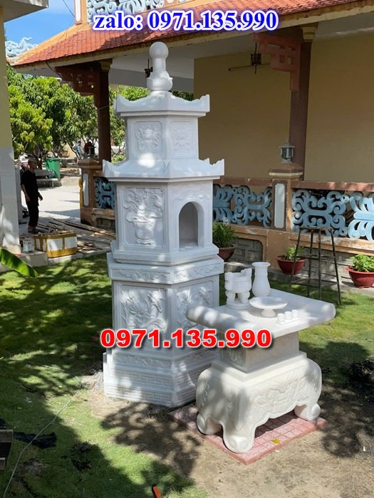 mộ tháp đá, bảo tháp đá, mộ tháp đá lục giác, mộ tháp đá để thờ tro cốt, giá bán mộ tháp bằng đá, thiết kế kích thước xây mộ tháp,