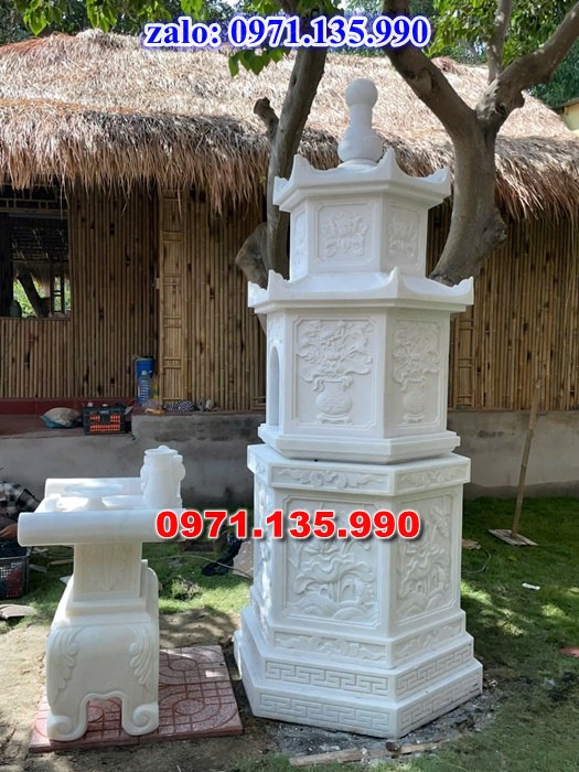 mộ tháp đá, bảo tháp đá, mộ tháp đá lục giác, mộ tháp đá để thờ tro cốt, giá bán mộ tháp bằng đá, thiết kế kích thước xây mộ tháp,