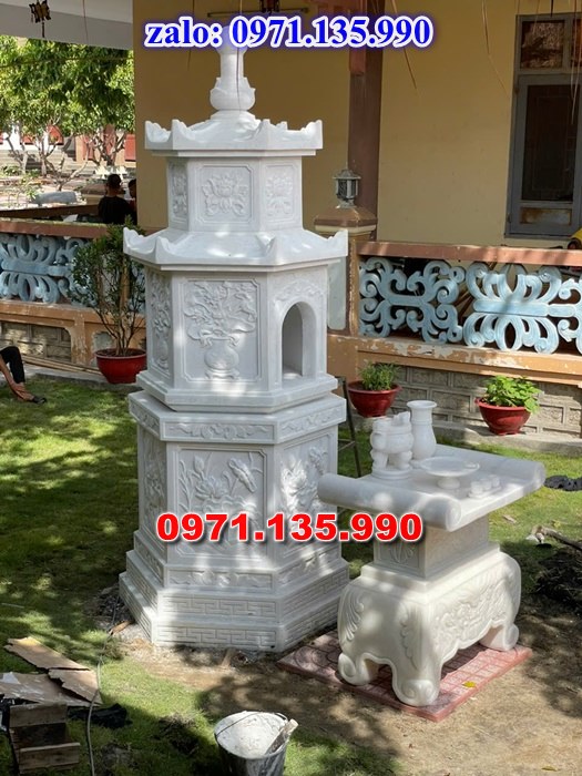 mộ tháp đá, bảo tháp đá, mộ tháp đá lục giác, mộ tháp đá để thờ tro cốt, giá bán mộ tháp bằng đá, thiết kế kích thước xây mộ tháp,