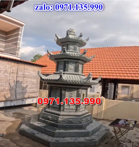 mộ tháp đá, bảo tháp đá, mộ tháp đá lục giác, mộ tháp đá để thờ tro cốt, giá bán mộ tháp bằng đá, thiết kế kích thước xây mộ tháp,