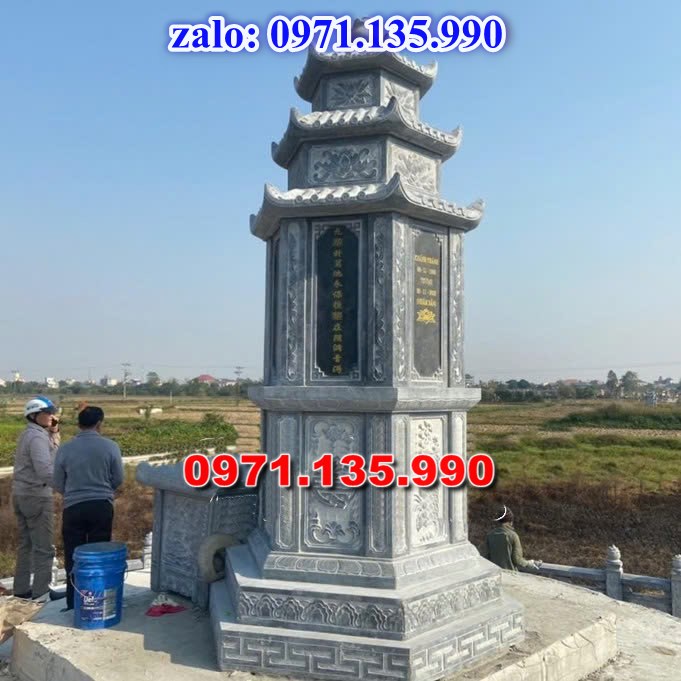 mộ tháp đá, bảo tháp đá, mộ tháp đá lục giác, mộ tháp đá để thờ tro cốt, giá bán mộ tháp bằng đá, thiết kế kích thước xây mộ tháp,