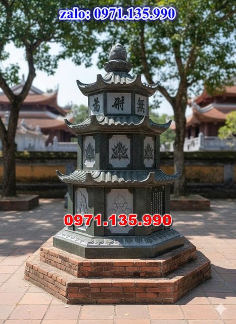 mộ tháp đá, bảo tháp đá, mộ tháp đá lục giác, mộ tháp đá để thờ tro cốt, giá bán mộ tháp bằng đá, thiết kế kích thước xây mộ tháp,