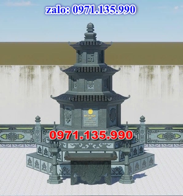 mộ tháp đá, bảo tháp đá, mộ tháp đá lục giác, mộ tháp đá để thờ tro cốt, giá bán mộ tháp bằng đá, thiết kế kích thước xây mộ tháp,