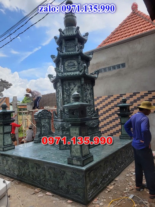 mộ tháp đá, bảo tháp đá, mộ tháp đá lục giác, mộ tháp đá để thờ tro cốt, giá bán mộ tháp bằng đá, thiết kế kích thước xây mộ tháp,