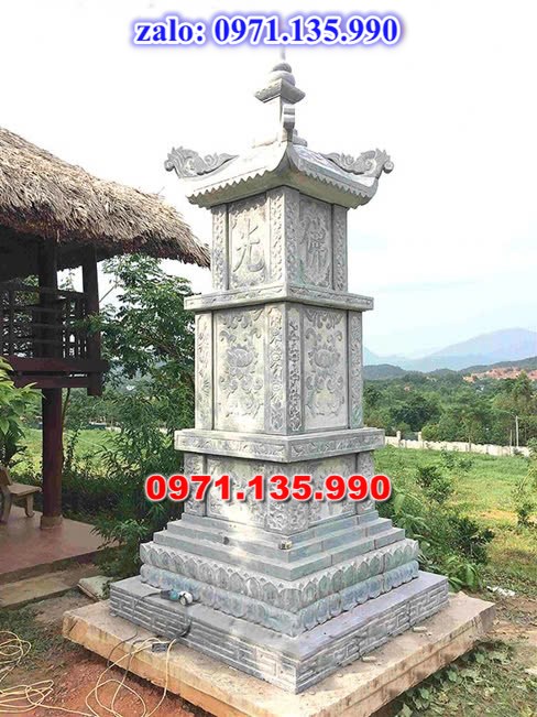 mộ tháp đá, bảo tháp đá, mộ tháp đá lục giác, mộ tháp đá để thờ tro cốt, giá bán mộ tháp bằng đá, thiết kế kích thước xây mộ tháp,