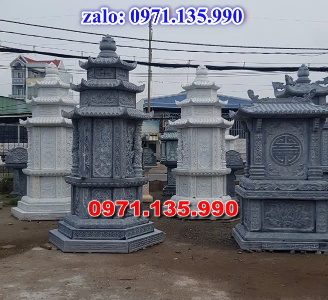 mộ tháp đá, bảo tháp đá, mộ tháp đá lục giác, mộ tháp đá để thờ tro cốt, giá bán mộ tháp bằng đá, thiết kế kích thước xây mộ tháp,