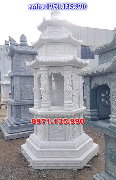 mộ tháp đá, bảo tháp đá, mộ tháp đá lục giác, mộ tháp đá để thờ tro cốt, giá bán mộ tháp bằng đá, thiết kế kích thước xây mộ tháp,