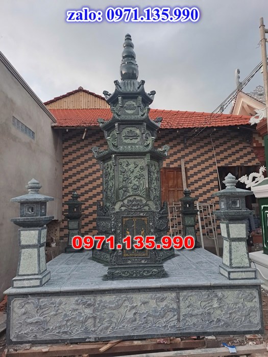 mộ tháp đá, bảo tháp đá, mộ tháp đá lục giác, mộ tháp đá để thờ tro cốt, giá bán mộ tháp bằng đá, thiết kế kích thước xây mộ tháp,
