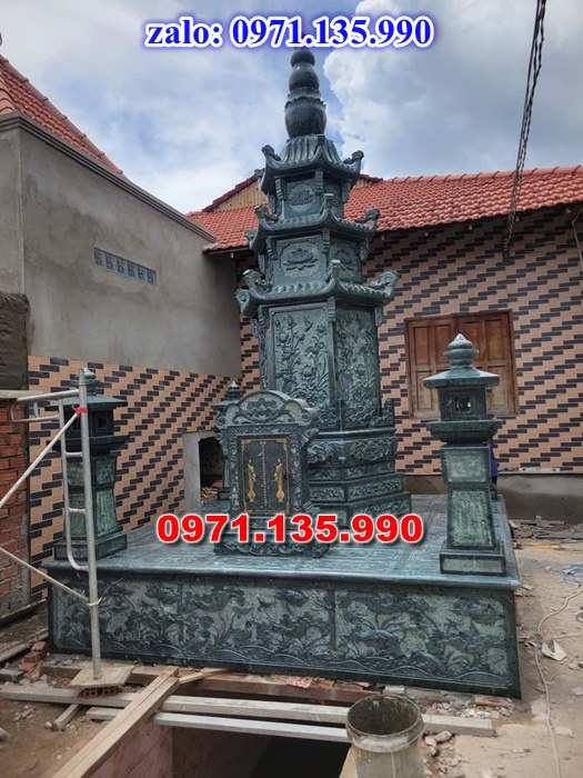 mộ tháp đá, bảo tháp đá, mộ tháp đá lục giác, mộ tháp đá để thờ tro cốt, giá bán mộ tháp bằng đá, thiết kế kích thước xây mộ tháp,