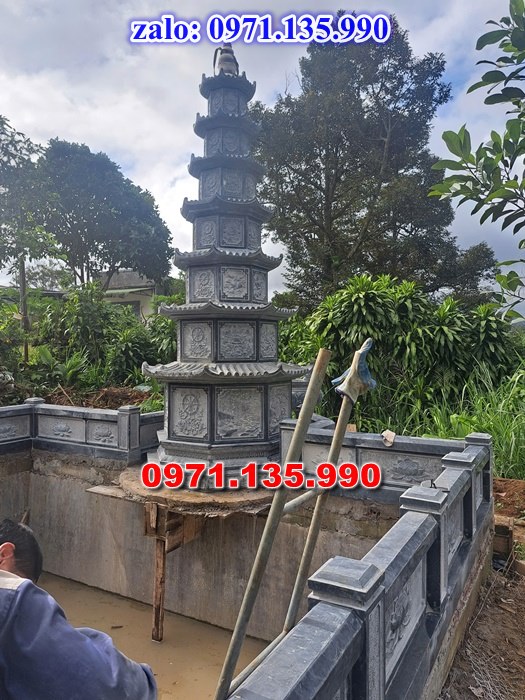 mộ tháp đá, bảo tháp đá, mộ tháp đá lục giác, mộ tháp đá để thờ tro cốt, giá bán mộ tháp bằng đá, thiết kế kích thước xây mộ tháp, 