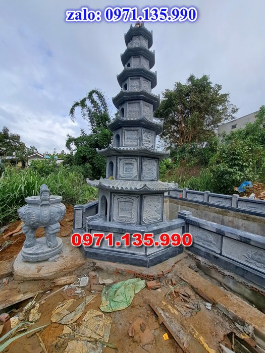mộ tháp đá, bảo tháp đá, mộ tháp đá lục giác, mộ tháp đá để thờ tro cốt, giá bán mộ tháp bằng đá, thiết kế kích thước xây mộ tháp,