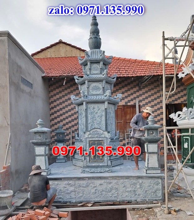 mộ tháp đá, bảo tháp đá, mộ tháp đá lục giác, mộ tháp đá để thờ tro cốt, giá bán mộ tháp bằng đá, thiết kế kích thước xây mộ tháp, 